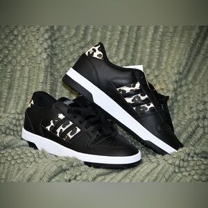 Adidas Black Sneakers with Leopard Print Accents